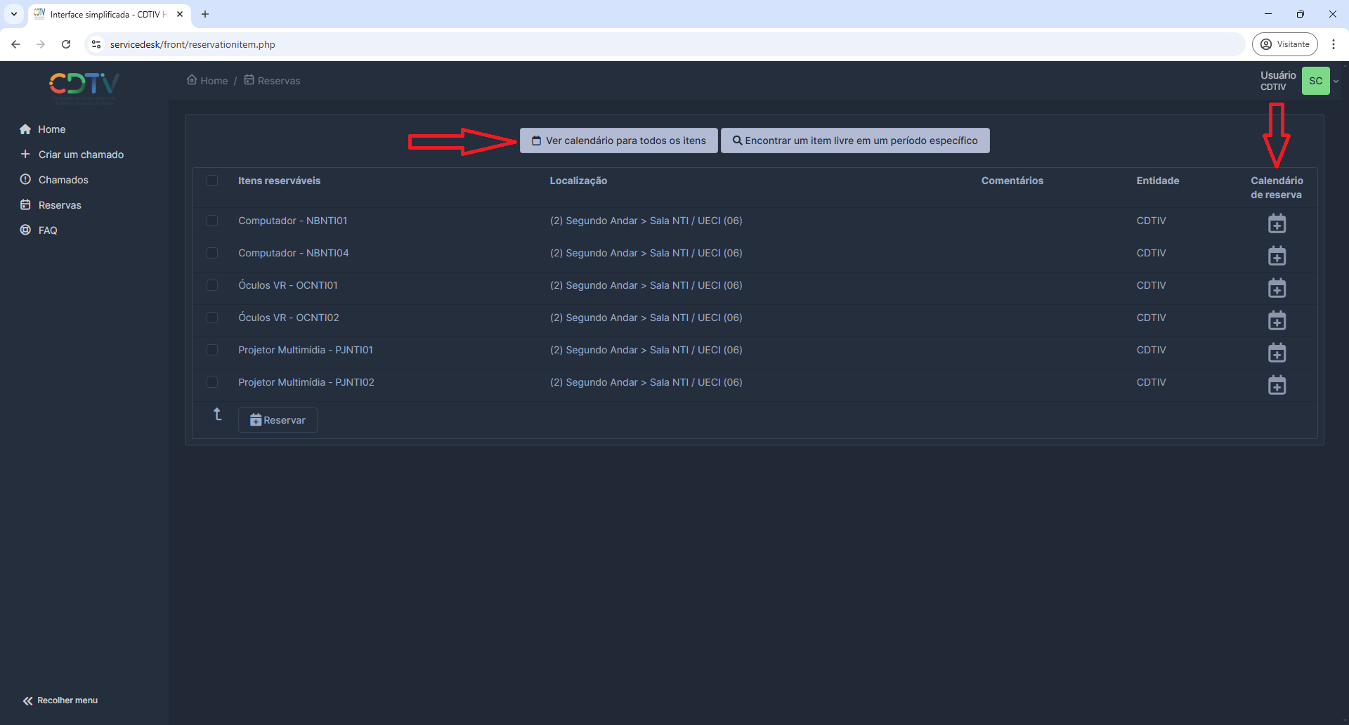 Tela de Seleção-Items