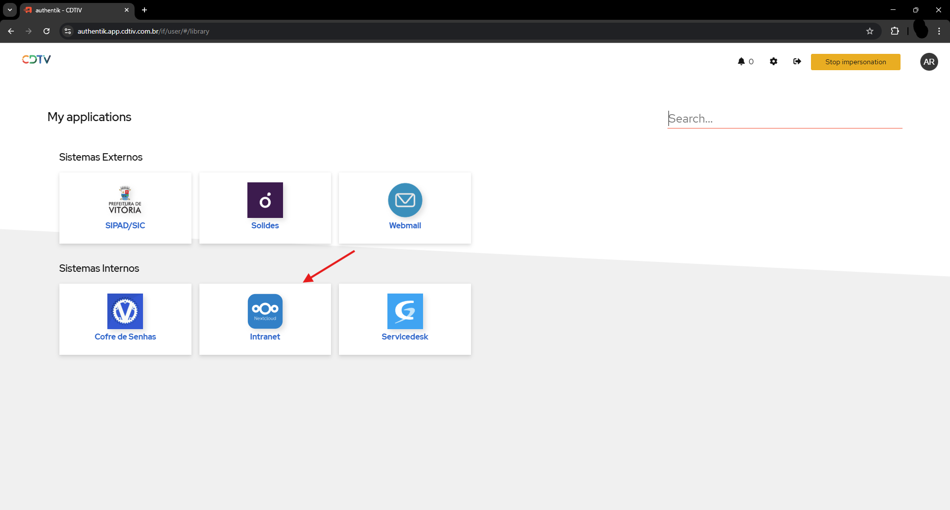 Selecionar o Nextcloud