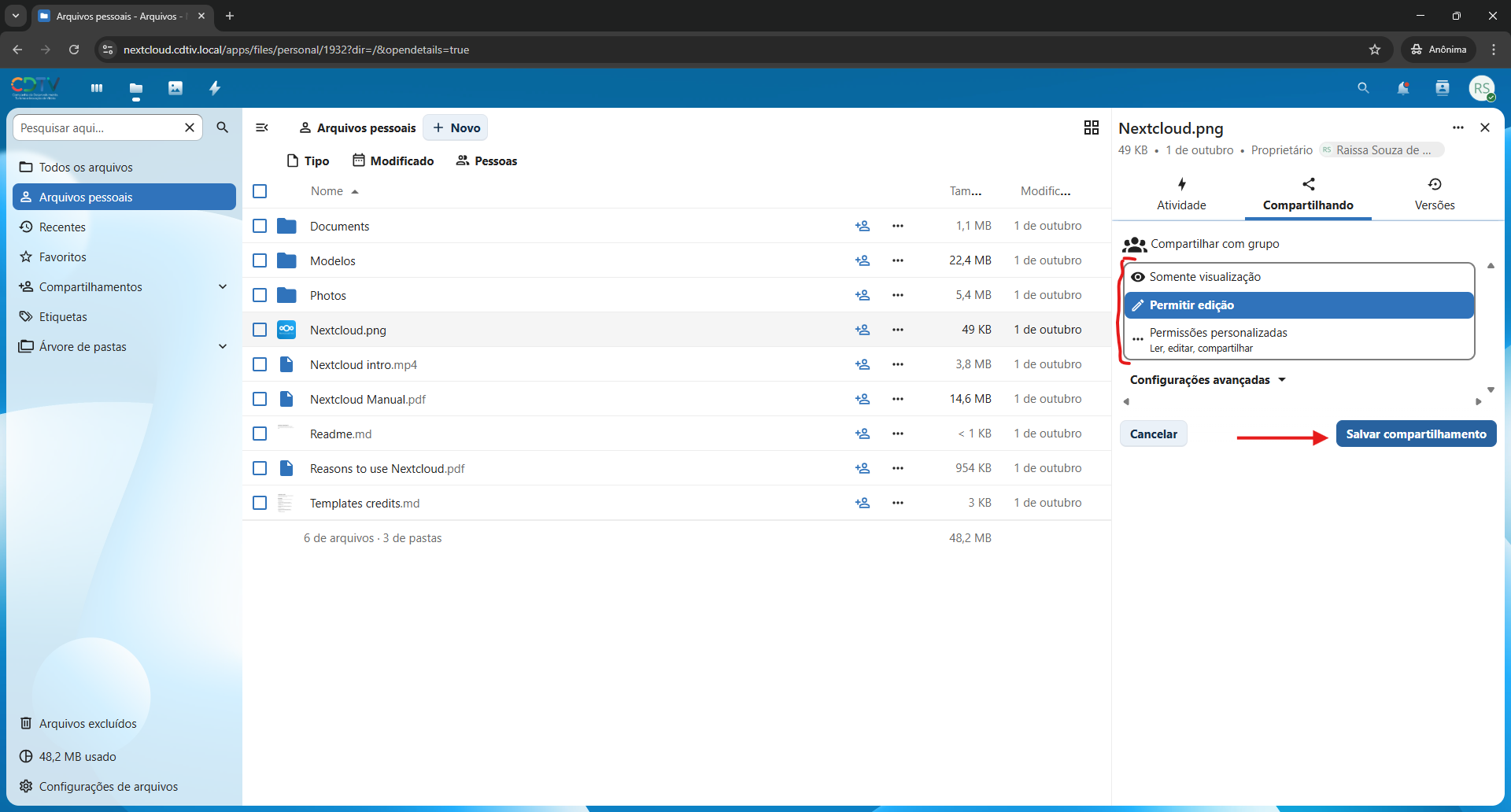 Compartilhar arquivos