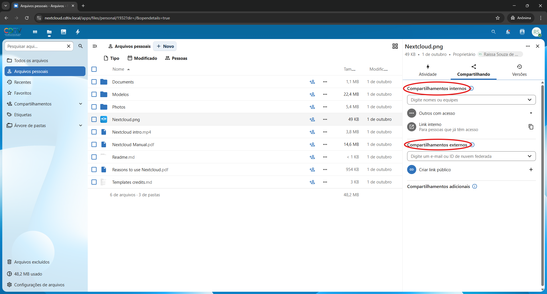Compartilhar arquivos